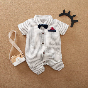 Summer White Romper With Black Lines 1 - Minitaq baby kids clothes dress