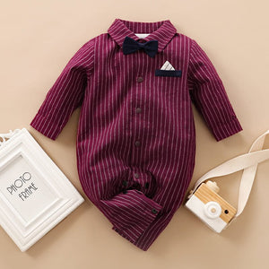 Smart Maroon And Black Romper With Bow Tie 1 - Minitaq baby kids clothes dress