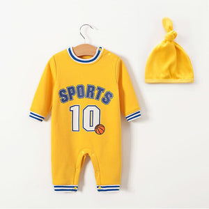 Yellow Sports Style Winter Fleece Romper With Cap 1 - Minitaq baby kids clothes dress