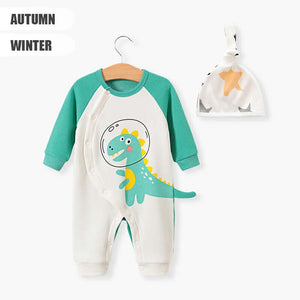 Casual Dino Winter Fleece Baby Romper With Cap 2 - Minitaq baby kids clothes dress