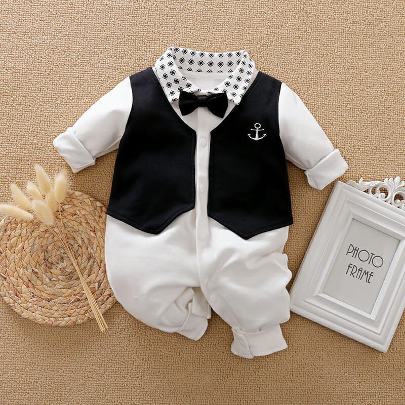 Sailors Anchor Black And White Romper 1 - Minitaq baby kids clothes dress