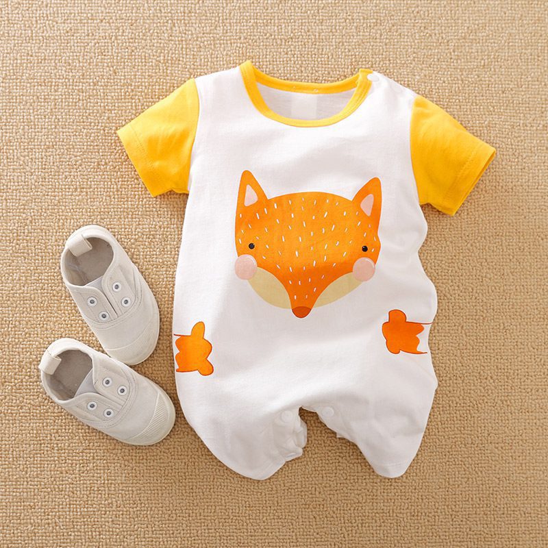 Cute Fox Hug Summer Baby Romper 1 - Minitaq baby kids clothes dress