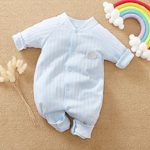 Soft Blue Cotton Baby Romper Clothing 1 - Minitaq baby kids clothes dress