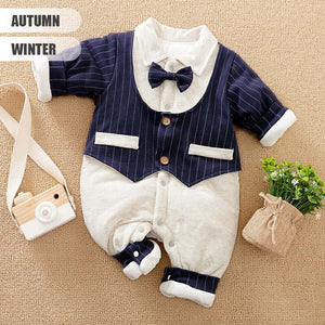 Smart Warm Cotton Blue Grey Winter Romper 2 - Minitaq baby kids clothes dress