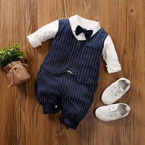 Dark Blue Lined Smart Dress 1 - Minitaq baby kids clothes dress