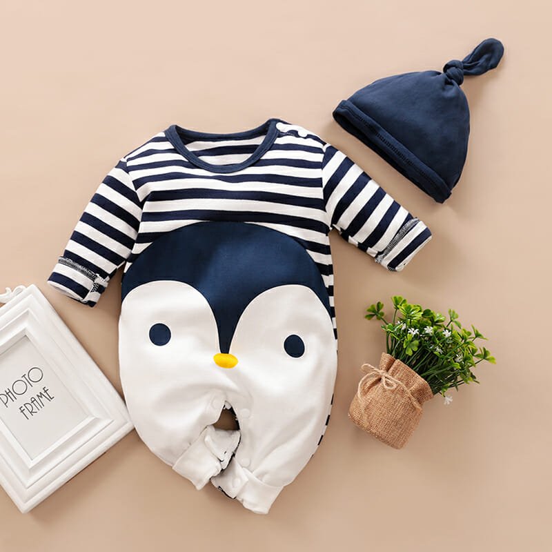 Modish Penguin Romper With Cap 1 - Minitaq baby kids clothes dress