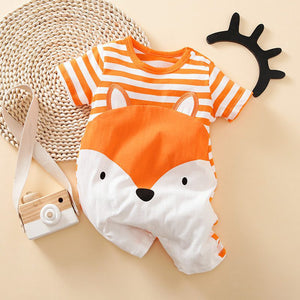 Orange Striped Fox Style Summer Romper 1 - Minitaq baby kids clothes dress