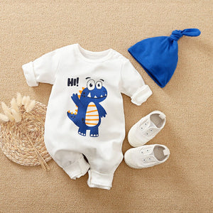 Hi Dino Baby Romper With Cap 1 - Minitaq baby kids clothes dress