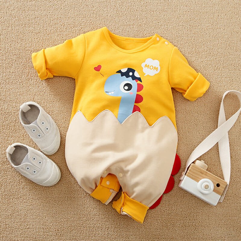 Dino Hatch Yellow Style Romper 1 - Minitaq baby kids clothes dress