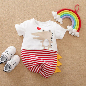 Cute Crocodile Red Lines Romper 1 - Minitaq baby kids clothes dress