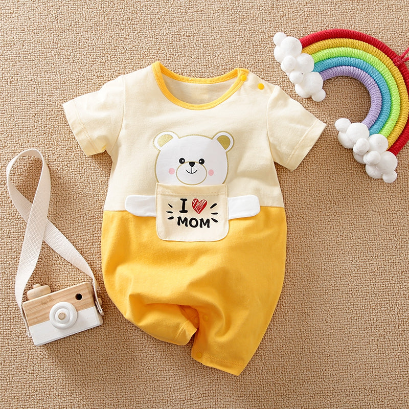 Love Mom Cute Bear Yellow Romper 1 - Minitaq baby kids clothes dress