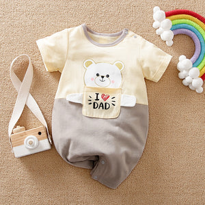 Love Dad Cute Bear Gray Romper 1 - Minitaq baby kids clothes dress