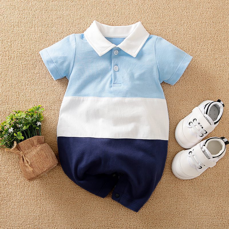 Blue Polo Style Half Sleeve Baby Romper 1 - Minitaq baby kids clothes dress