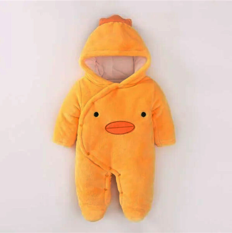 Orange Duck Thick Winter Hooded Romper 1 - Minitaq baby kids clothes dress