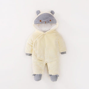 Winter Covered Cartoon Hooded Off-White Romper 1 - Minitaq baby kids clothes dress