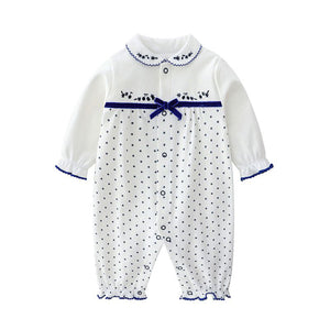 Fine Blue Dots On White Baby Romper 1 - Minitaq baby kids clothes dress