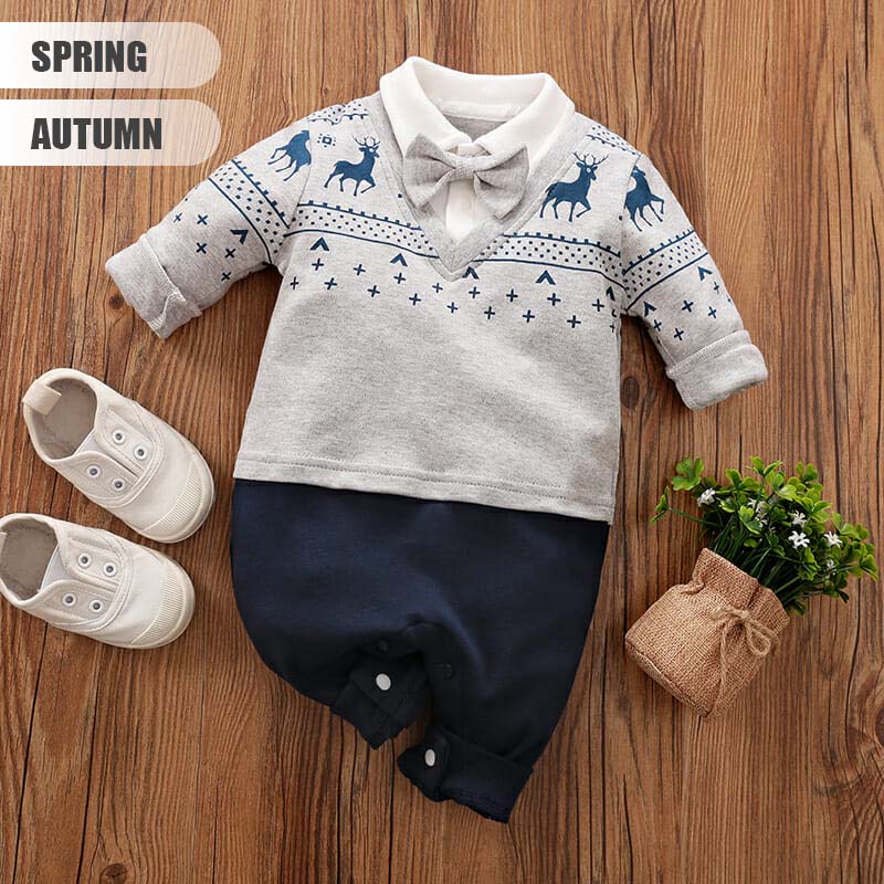 Smart Casual Deer Romper With Bow Tie 2 - Minitaq baby kids clothes dress