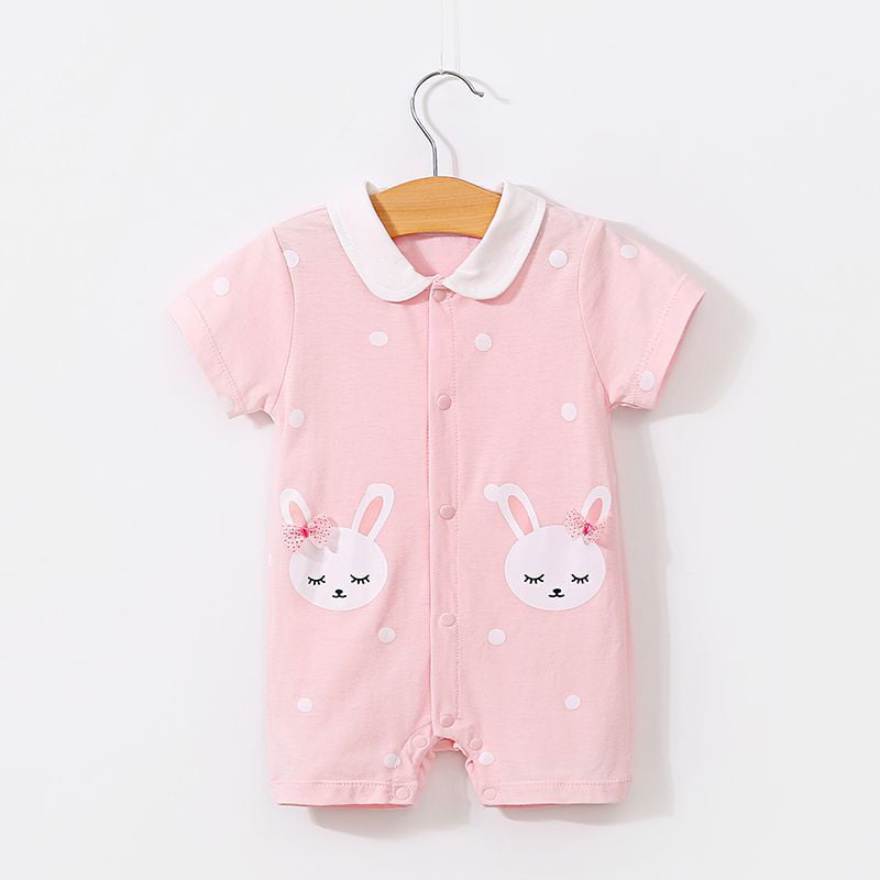 Summer Bunny Cotton Pink Romper 1 - Minitaq baby kids clothes dress