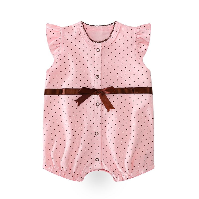 Pink Dots Pattern Design Summer Romper 1 - Minitaq baby kids clothes dress