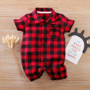 Red And Black Check Casual Romper 1 - Minitaq baby kids clothes dress