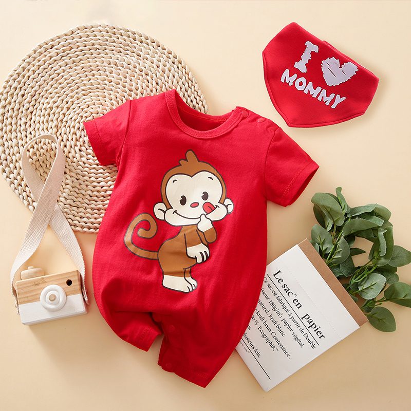 Naughty Monkey Red Baby Romper 1 - Minitaq baby kids clothes dress