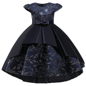 Dark Blue Flower Swallowtail Dress 1 - Minitaq baby kids clothes dress