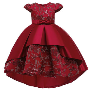 Red Flower Swallowtail Girl Formal Dress 1 - Minitaq baby kids clothes dress