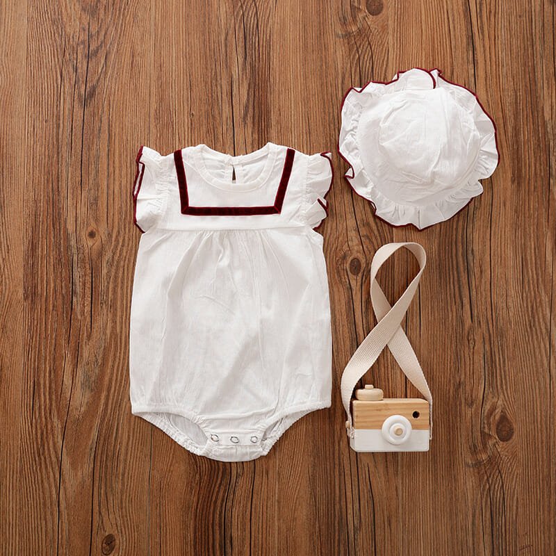 Cute Baby Girl White Dress With Hat 1 - Minitaq baby kids clothes dress