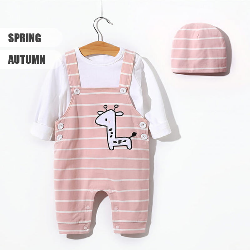 Cute Giraffe Baby Romper With Cap 2 - Minitaq baby kids clothes dress