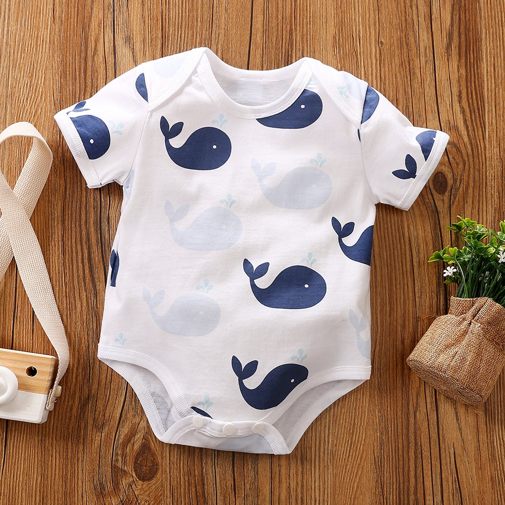 Summer Cartoon Whale Pattern Onesie 1 - Minitaq baby kids clothes dress