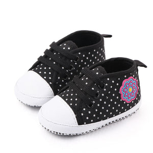 Dark Black Cotton With Dots Baby Shoes 1 - Minitaq baby kids clothes dress