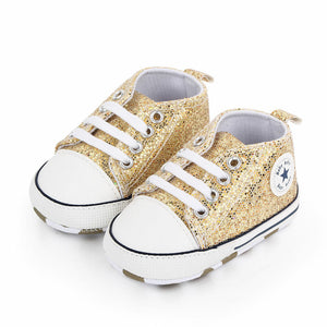 Bling Bling Golden Canvas Baby Shoes 1 - Minitaq baby kids clothes dress