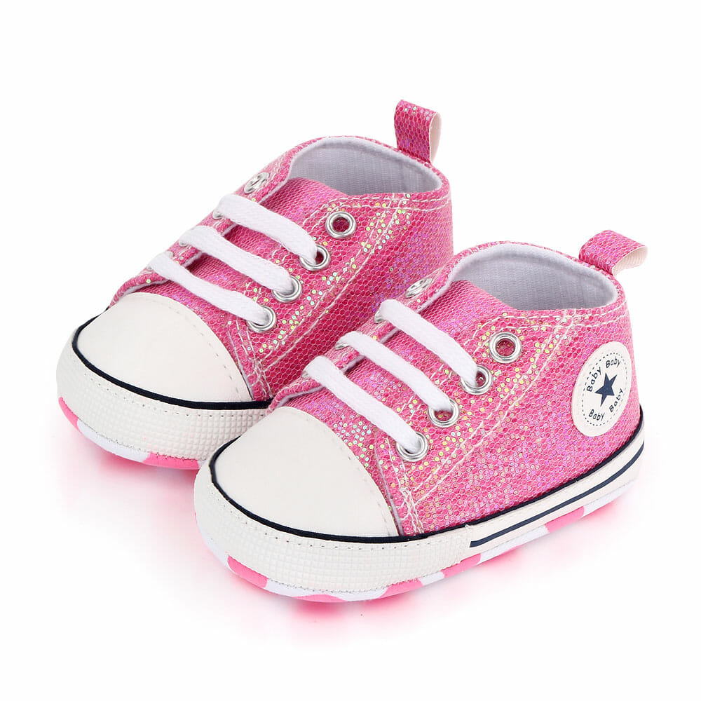 Bling Bling Pink Canvas Baby Shoes 1 - Minitaq baby kids clothes dress