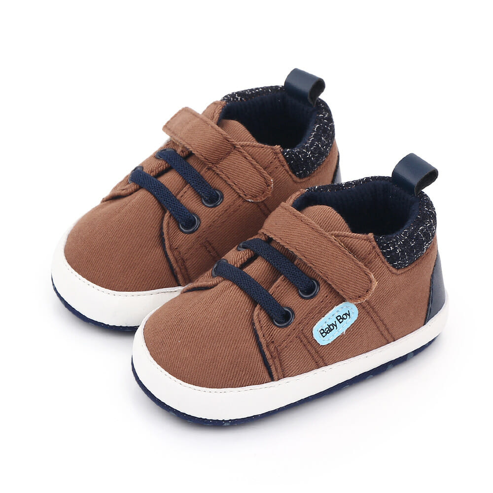 Cotton Hook N Loop Brown Casual Baby Shoes 3 - Minitaq baby kids clothes dress