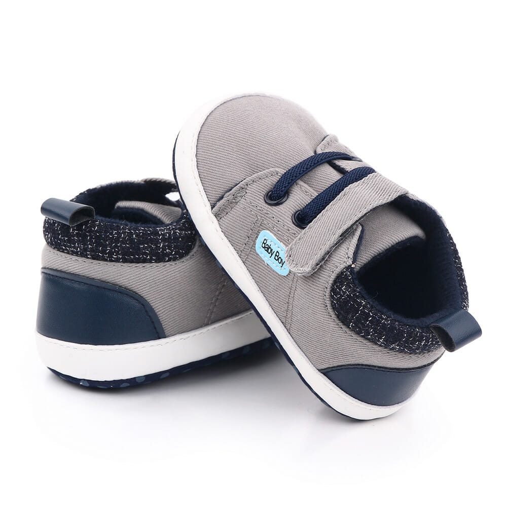 Cotton Hook N Loop Gray Casual Baby Shoes 1 - Minitaq baby kids clothes dress