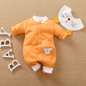 Fun Pocket Cat Orange Style With Bib 1 - Minitaq baby kids clothes dress