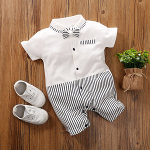 Trendy White Romper With Bow Tie 1 - Minitaq baby kids clothes dress