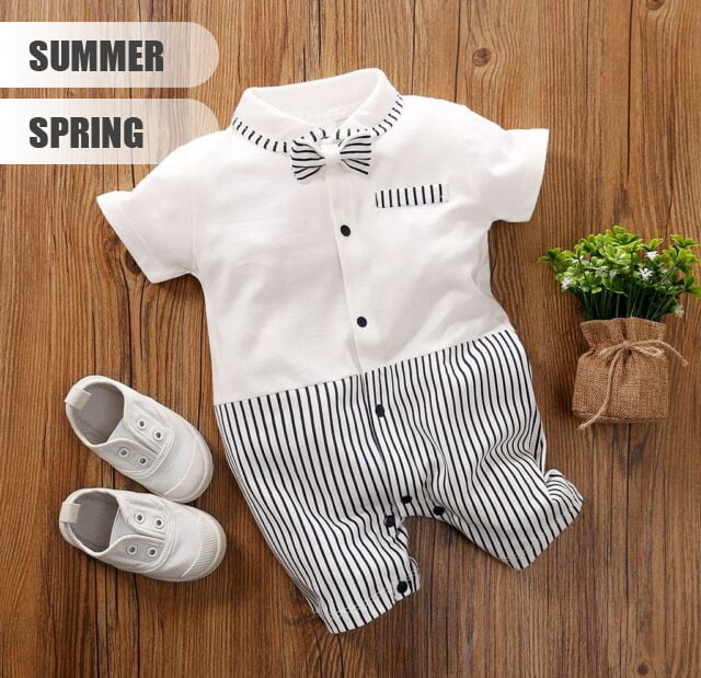 Trendy White Romper With Bow Tie 2 - Minitaq baby kids clothes dress