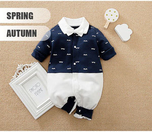 Blue And White Baby Romper With Bow Tie 2 - Minitaq baby kids clothes dress