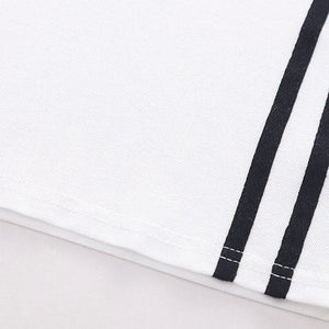 Double Stripes White Polo Shirt and Black Shorts Set for Kids 8 - Minitaq baby kids clothes dress