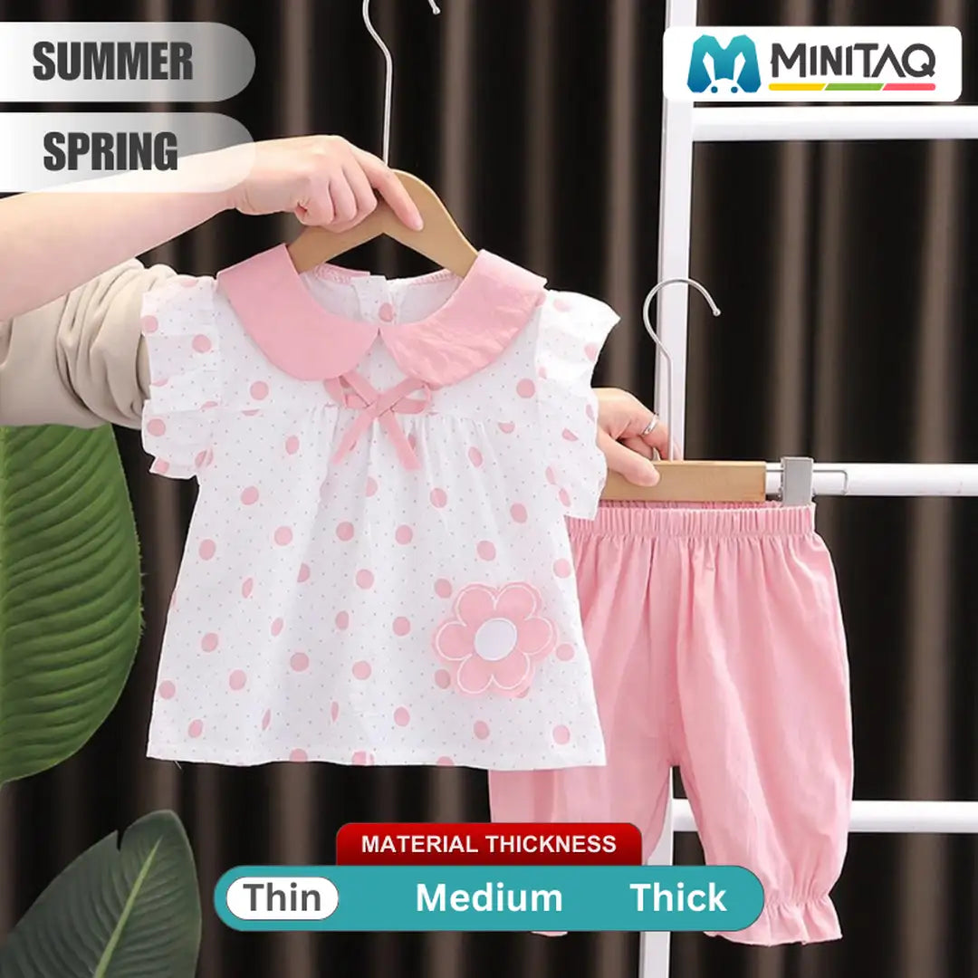 Pink Polka Dots Top With Trouser For Girls 2 - Minitaq baby kids clothes dress