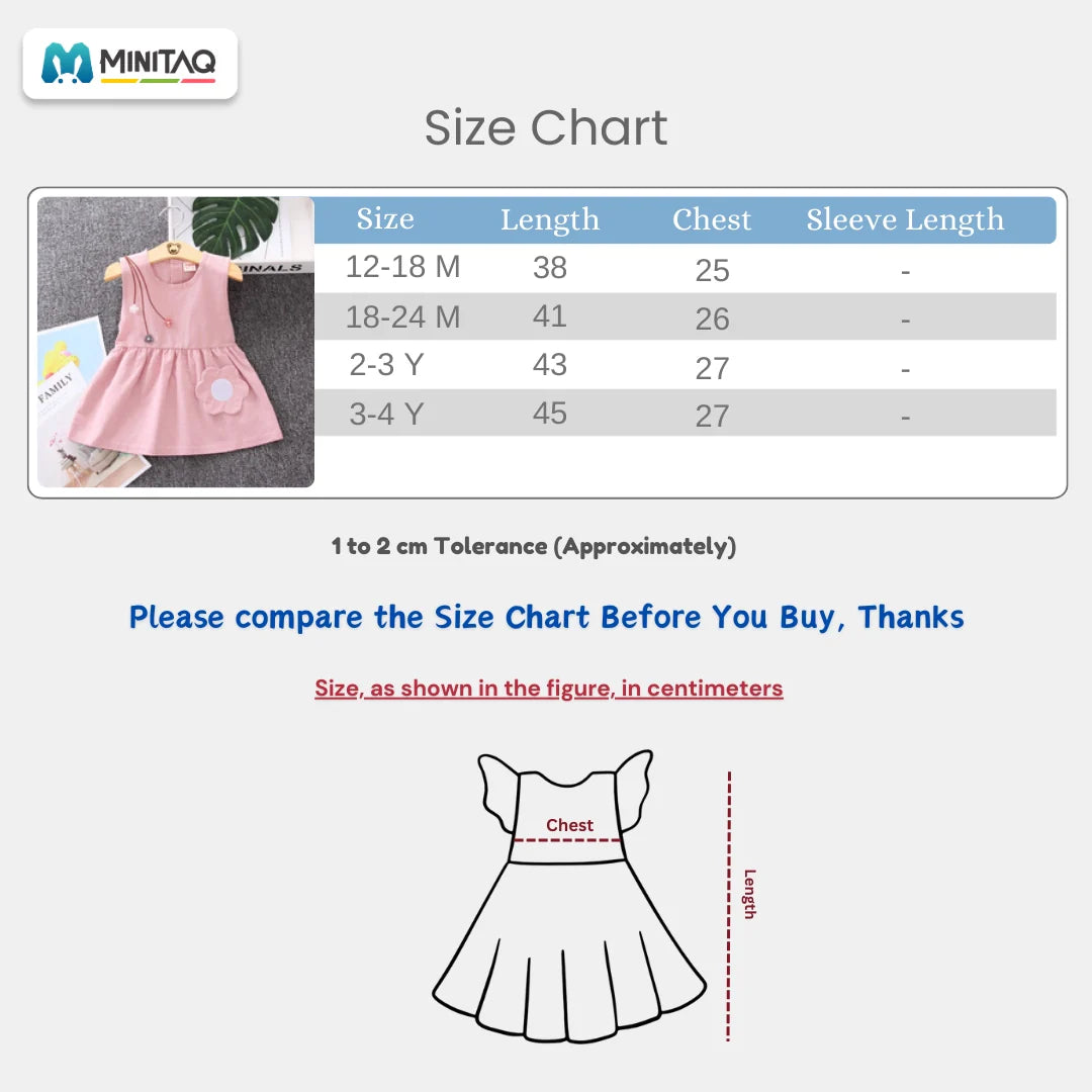 Flower Design Light Pink Sleeveless Cotton Frock For Girls - Minitaq baby kids clothes dress 