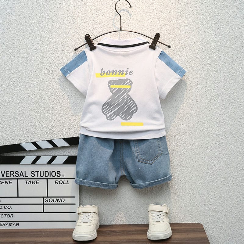 White Polo With Jean Shorts 2pc 11 - Minitaq baby kids clothes dress