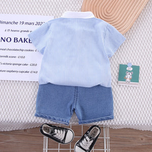 Classic White Shirt with Blue Denim Shorts - Minitaq baby kids clothes dress 
