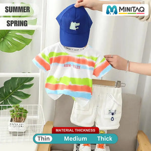 Colorful T-Shirt With Cargo Style Shorts For Kids 2 - Minitaq baby kids clothes dress