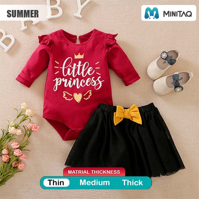 Little Princess Red N Black Onesie And Skirt 2pc 2 - Minitaq baby kids clothes dress