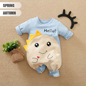 Cute Cartoon Blue Full Sleeves Romper 2 - Minitaq baby kids clothes dress