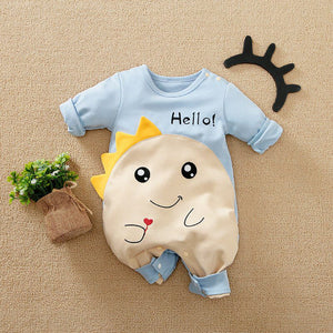 Cute Cartoon Blue Full Sleeves Romper 1 - Minitaq baby kids clothes dress