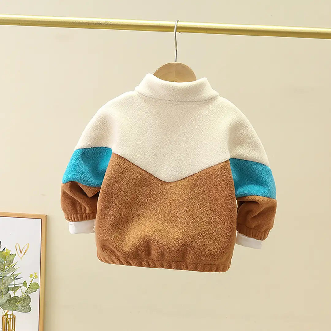 Beige Brown N Blue Color Block Jacket - Minitaq baby kids clothes dress