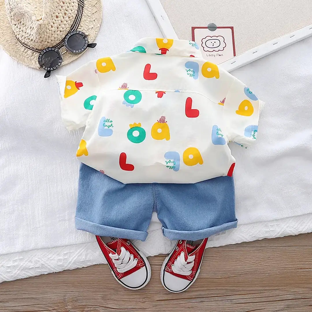 Playful Numbers Pattern Shirt with Denim Shorts 14 - Minitaq baby kids clothes dress